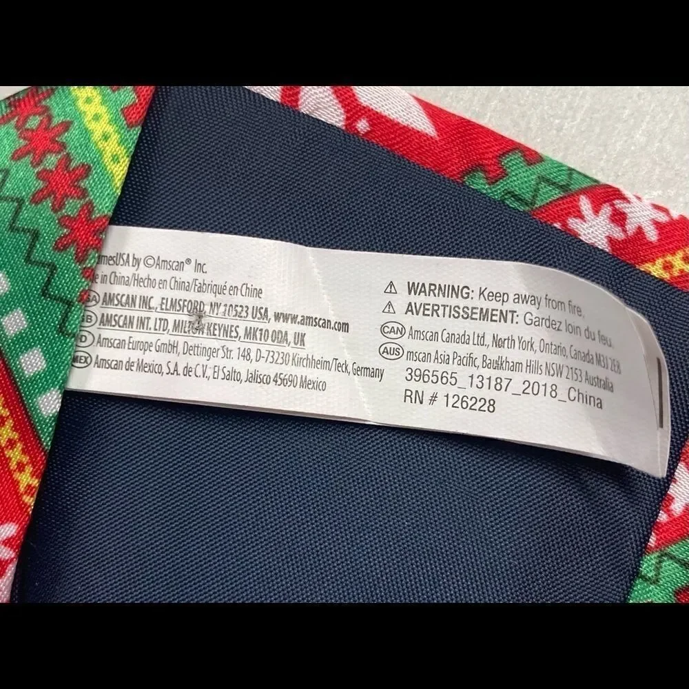 AMSCAN,INC., CHRISTMAS TIE, Ribbon&Snowflakes, 58X3.5, red, white, green‎